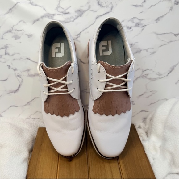 FootJoy FJ Sport Retro Kiltie Golf Shoes Women's 8.5M | White/Pink Rose Gold - Picture 6 of 7